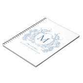 Classic Royal Blue Floral Crest Monogram Notitiebo Notitieboek (Linkerzijde)