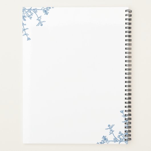Classic Royal Blue  Floral Crest Monogram Planner (Achterkant)