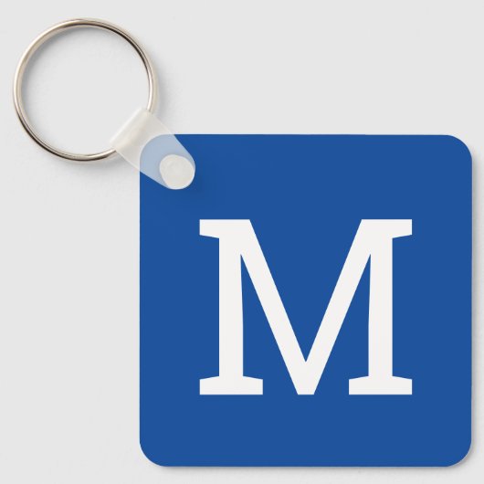 Classic Royal Blue Monogram Gepersonaliseerde Sleu Sleutelhanger (Voorkant)