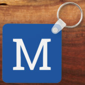 Classic Royal Blue Monogram Gepersonaliseerde Sleu Sleutelhanger (Achterkant)