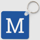 Classic Royal Blue Monogram Gepersonaliseerde Sleu Sleutelhanger (Achterkant)