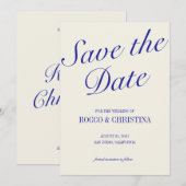 Classic Royal Blue Save the Date Kaart (Voorkant / Achterkant)