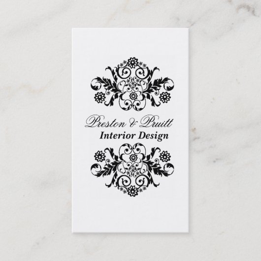 Classic Royal Damask Black White Professional Visitekaartje (Voorkant)