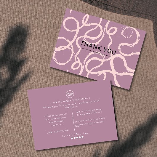 Classic Roze Abstracte vorm aangepaste logo dank u Visitekaartje