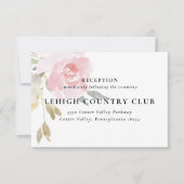 Classic Roze Bloemen Bruiloft Receptie Kaart (Voorkant)