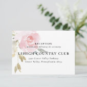 Classic Roze Bloemen Bruiloft Receptie Kaart (Staand voorkant)