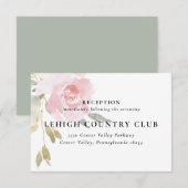 Classic Roze Bloemen Bruiloft Receptie Kaart (Voorkant / Achterkant)