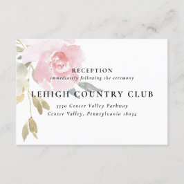 Classic Roze Bloemen Bruiloft Receptie Kaart