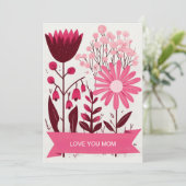 Classic Roze Bloemen Moederdag Kaart (Staand voorkant)