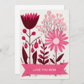 Classic Roze Bloemen Moederdag Kaart (Voorkant / Achterkant)