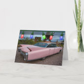 CLASSIC ROZE CADDY CLASSIC CAR KERST KAART (Voorkant)