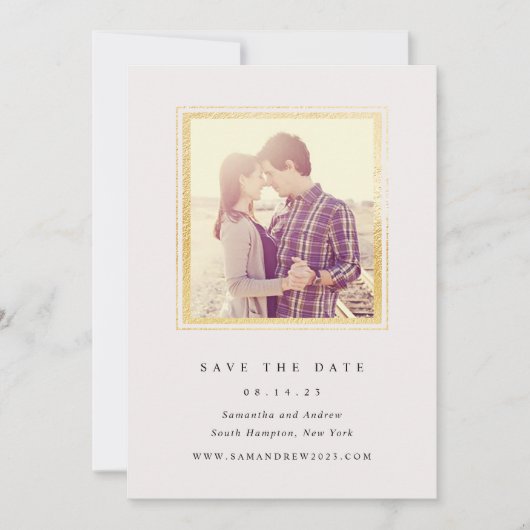 Classic Roze en Goud Lijst Foto Opslaan De Datum Save The Date (Voorkant)