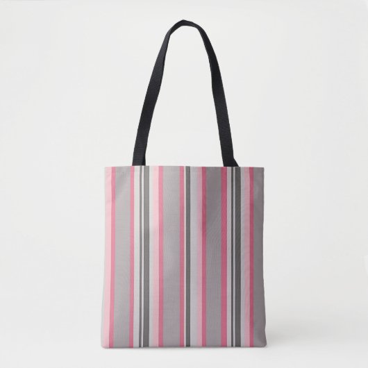 Classic Roze en Grijze Streep Canvas tas (Voorkant)