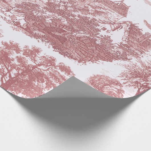 Classic Roze  Franse Country Toile Cadeaupapier (Hoek)