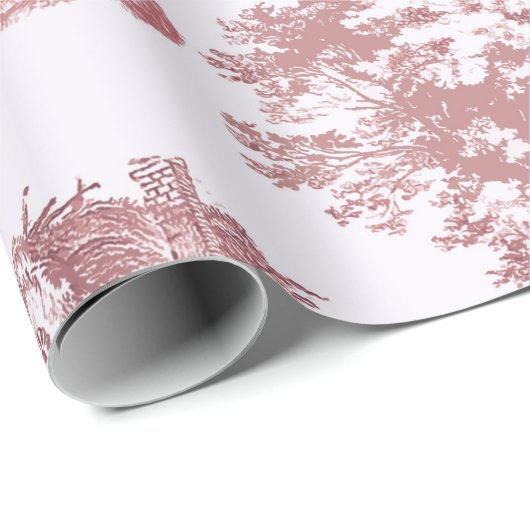 Classic Roze Franse Country Toile Cadeaupapier (Rol Hoek)