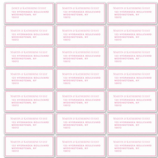 Classic Roze Gast Mailing Labels 21 Per Blad (Voorkant)