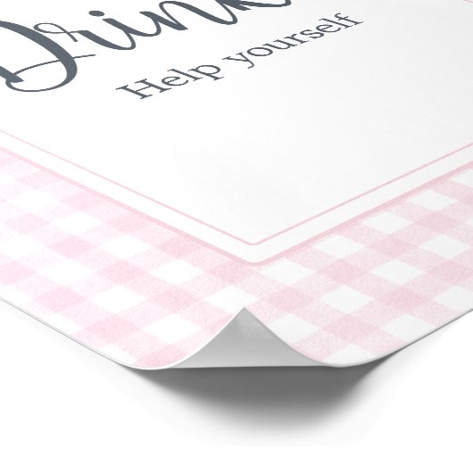 Classic Roze Gingham Baby shower Drinken Poster (Hoek)