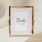 Classic Roze Gingham Baby shower Drinken Poster