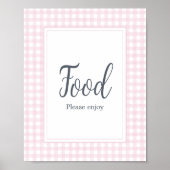 Classic Roze Gingham Baby shower eten Poster (Voorkant)