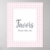 Classic Roze Gingham Baby shower gunsten Poster (Voorkant)