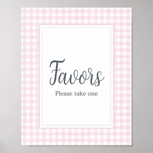 Classic Roze Gingham Baby shower gunsten Poster (Voorkant)