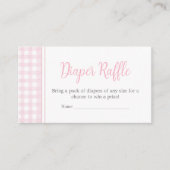 Classic Roze Gingham Baby shower Luier Raffle Informatiekaartje (Voorkant)