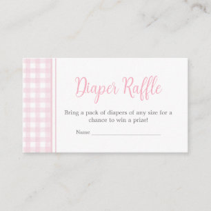 Classic Roze Gingham Baby shower Luier Raffle Informatiekaartje