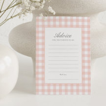Classic Roze Gingham Meisje Baby shower Advies Kaa