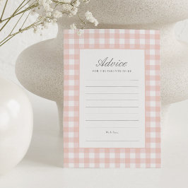 Classic Roze Gingham Meisje Baby shower Advies Kaa Kaart