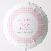 Classic Roze Gingham Meisje Baby shower
