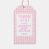 Classic Roze Gingham Meisje Baby shower Cadeaulabel (Voorkant)