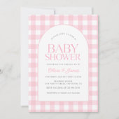 Classic Roze Gingham Meisje Baby shower Kaart
