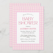 Classic Roze Gingham Meisje Baby shower Kaart (Voorkant / Achterkant)