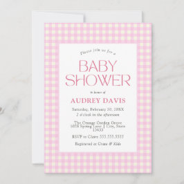 Classic Roze Gingham Meisje Baby shower Kaart