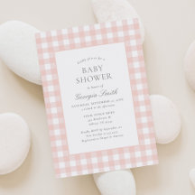 Classic Roze Gingham Meisje Baby shower