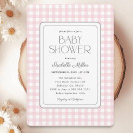 Classic Roze Gingham Meisje Baby shower Kaart