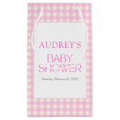 Classic Roze Gingham Meisje Baby shower Klein Cadeauzakje (Achterkant)