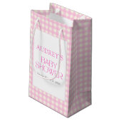 Classic Roze Gingham Meisje Baby shower Klein Cadeauzakje (Achterkant Gekanteld)