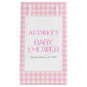 Classic Roze Gingham Meisje Baby shower Klein Cadeauzakje (Voorkant)