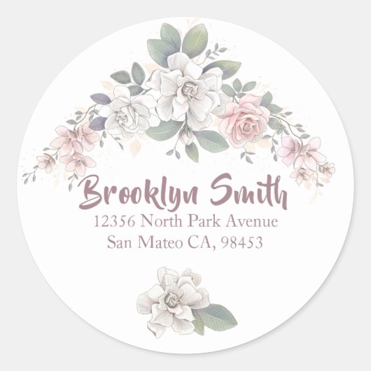 Classic Roze & Ivoor Rozen Bloemen Envelop Seal Ronde Sticker (Voorkant)