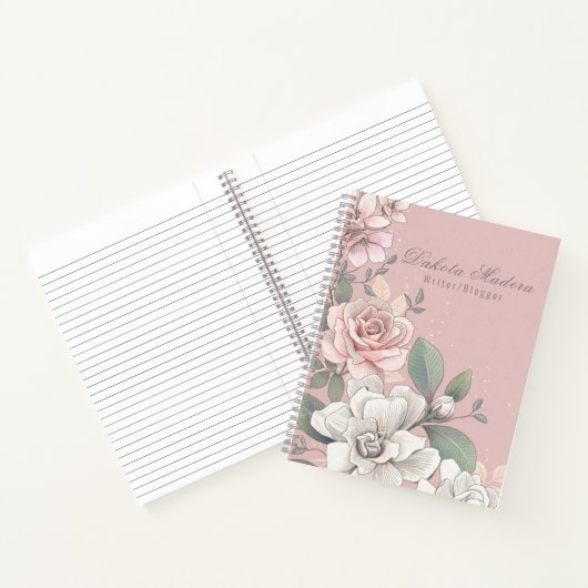 Classic Roze & Ivoor Rozen Bloemen Notitieboek (Binnen)