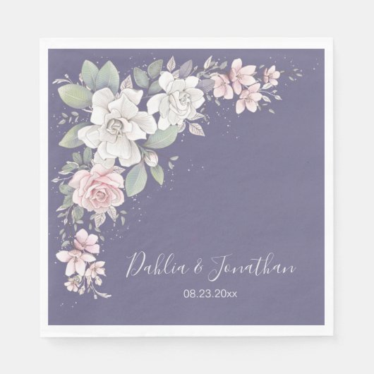 Classic Roze & Ivoor Rozen Bloemen Servet (Voorkant)