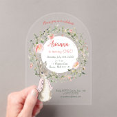 Classic Roze Peter het Konijn Bloemen Verjaardag Acryl Uitnodigingen (Insitu (Draagbaar))