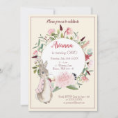 Classic Roze Peter het Konijn Bloemen Verjaardag Kaart (Voorkant)