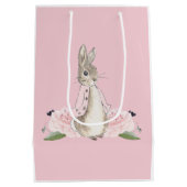 Classic Roze Peter het Konijn Bloemen Verjaardag Medium Cadeauzakje (Achterkant)