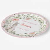 Classic Roze Peter het Konijn Bloemen Verjaardag Papieren Bordje (Gekanteld)