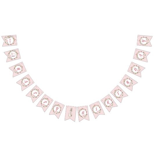 Classic Roze Peter het Konijn Bloemen Verjaardag Vlaggetjes (Alle)