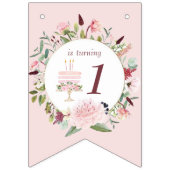 Classic Roze Peter het Konijn Bloemen Verjaardag Vlaggetjes (Tweede vlag)