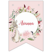 Classic Roze Peter het Konijn Bloemen Verjaardag Vlaggetjes (Eerste vlag)