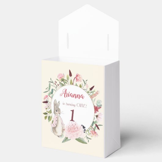 Classic Roze Peter Konijn Bloemen Verjaardag Bedankdoosjes (Geopend)